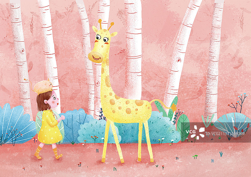 小清新自然梦幻动物儿童插画图片素材