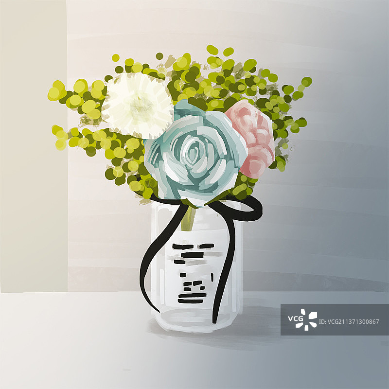手绘插画小清新花瓶图片素材