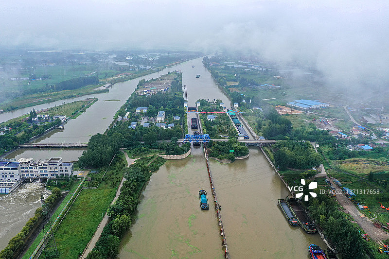 解台船闸+江苏省徐州市贾汪区解台船闸图片素材