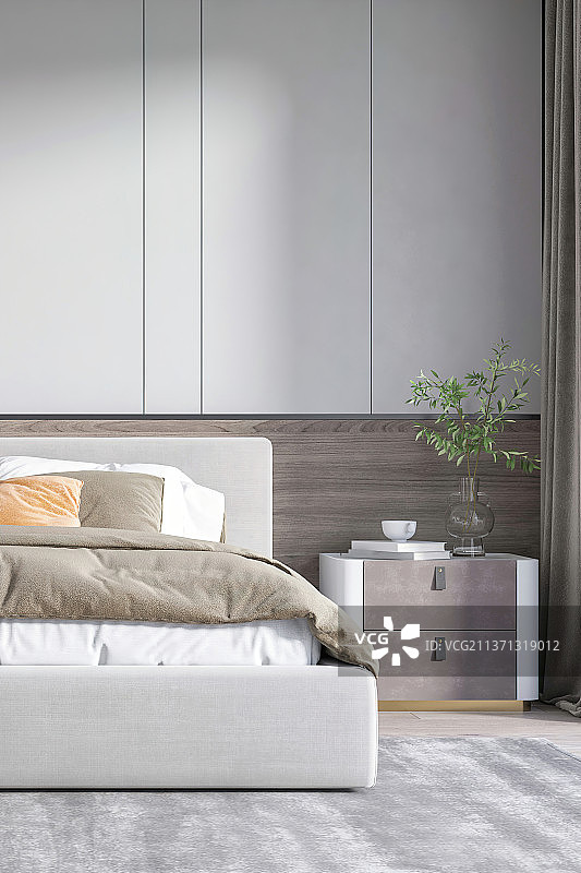 现代简约风格卧室温馨大床房图片素材