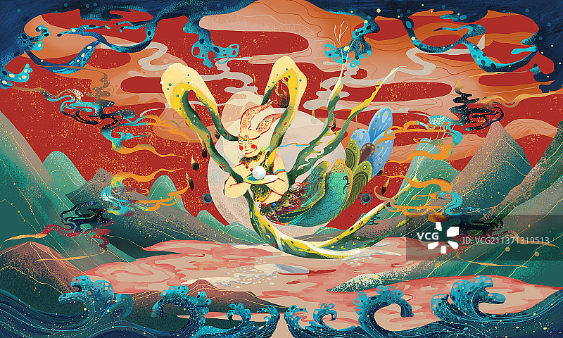 中秋国潮插画图片素材