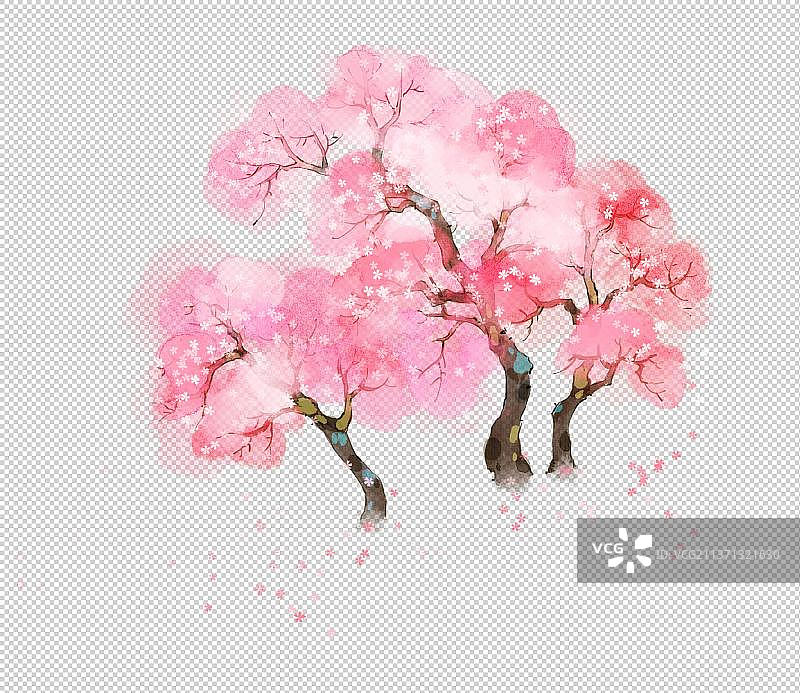 一树桃花插画图片素材