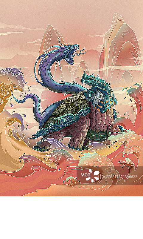 玄武国朝插画图片素材