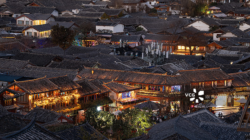 云南丽江古城夜景图片素材