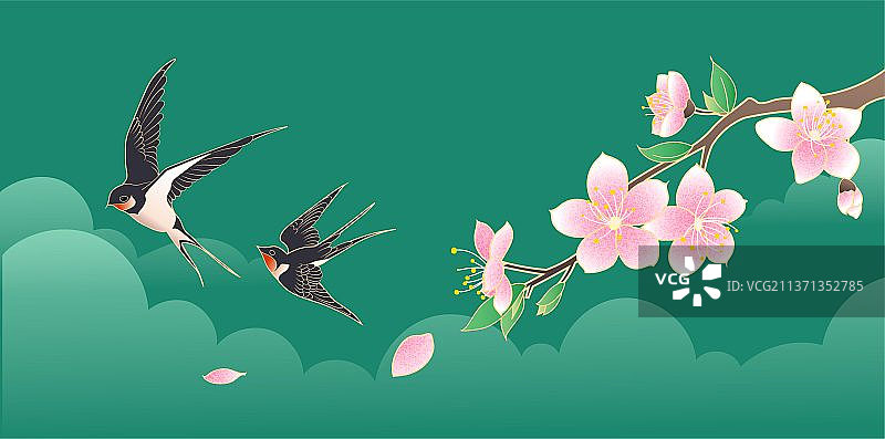 燕子和桃花图片素材