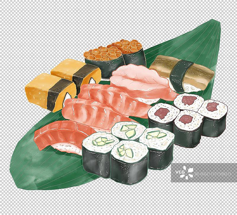 水彩风寿司组合图片素材