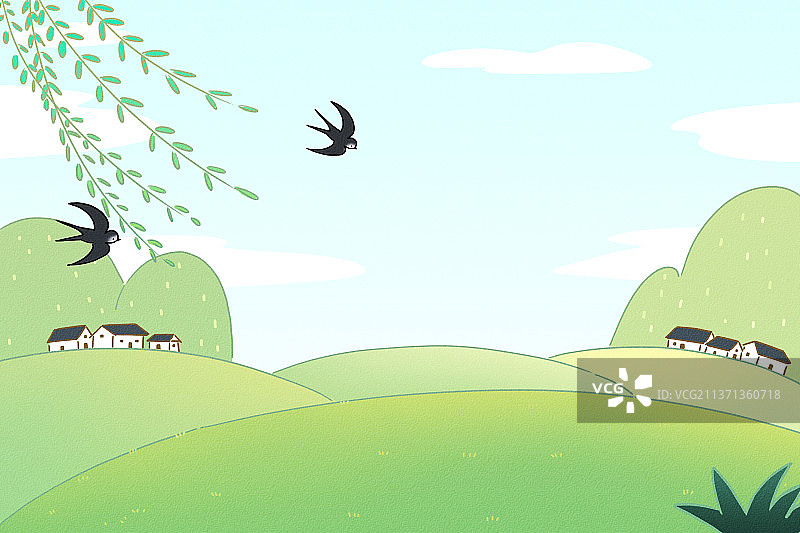 春天的乡村风景图片素材