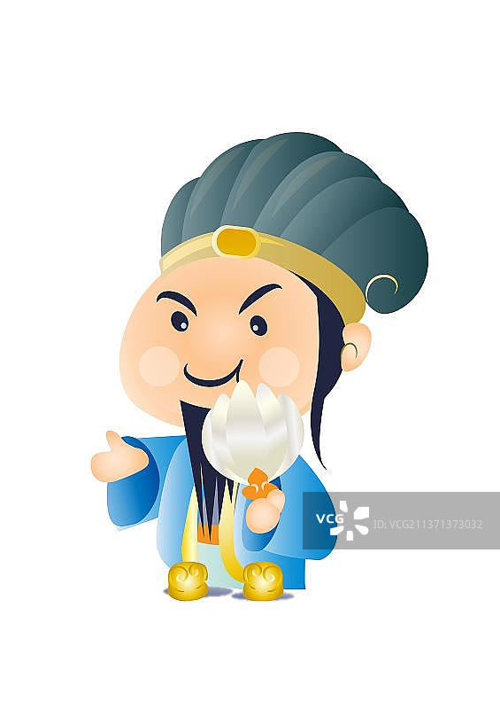 卡通绘制中国古代军师人物矢量图图片素材
