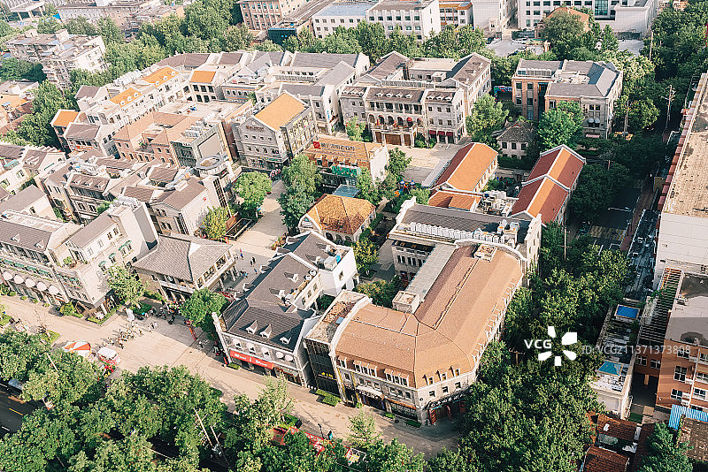 山东省济南市市中区老商埠景区天桥区城市建筑航拍视角图片素材