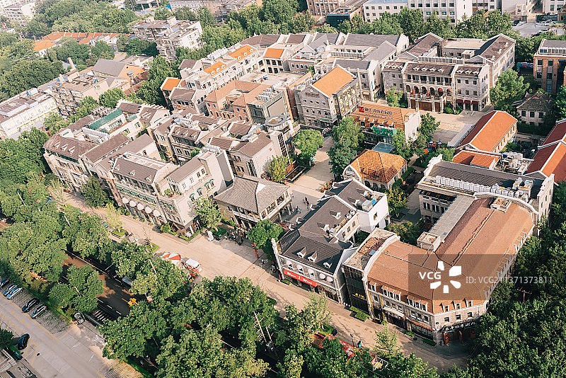 山东省济南市市中区老商埠景区天桥区城市建筑航拍视角图片素材