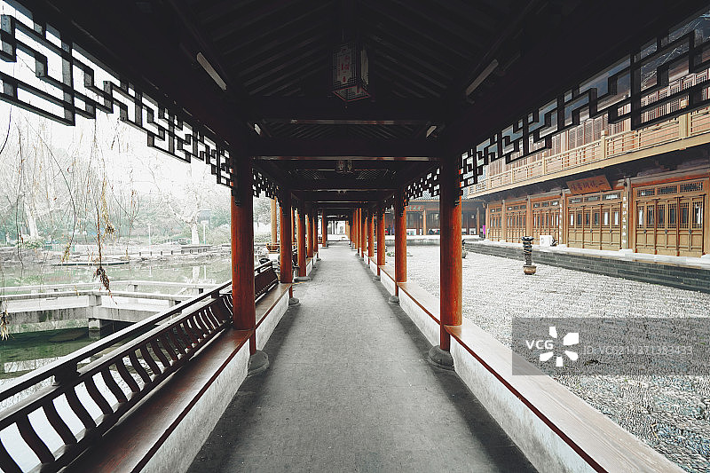 长廊+江苏省无锡市江阴市江苏学政文化旅游区图片素材