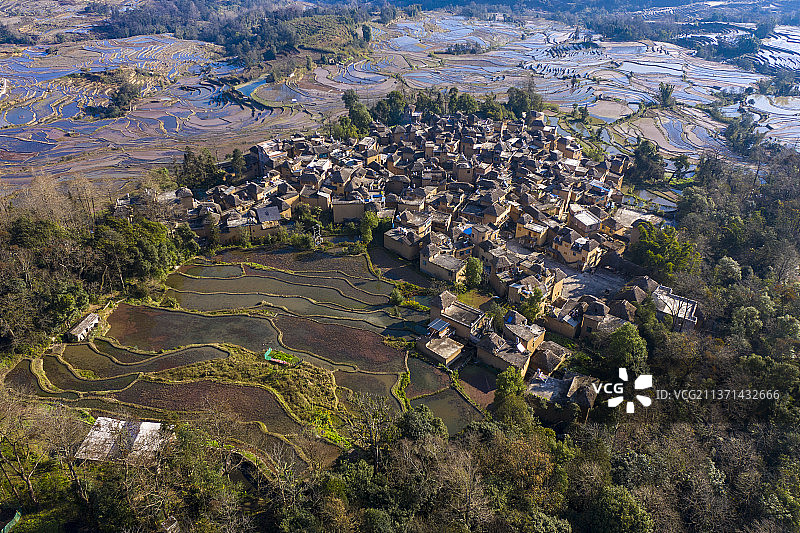 航拍元阳箐口哈尼民俗村图片素材