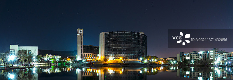 中国矿业大学图书馆夜景图片素材