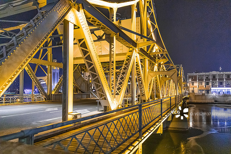 天津解放桥冬季夜景风光图片素材