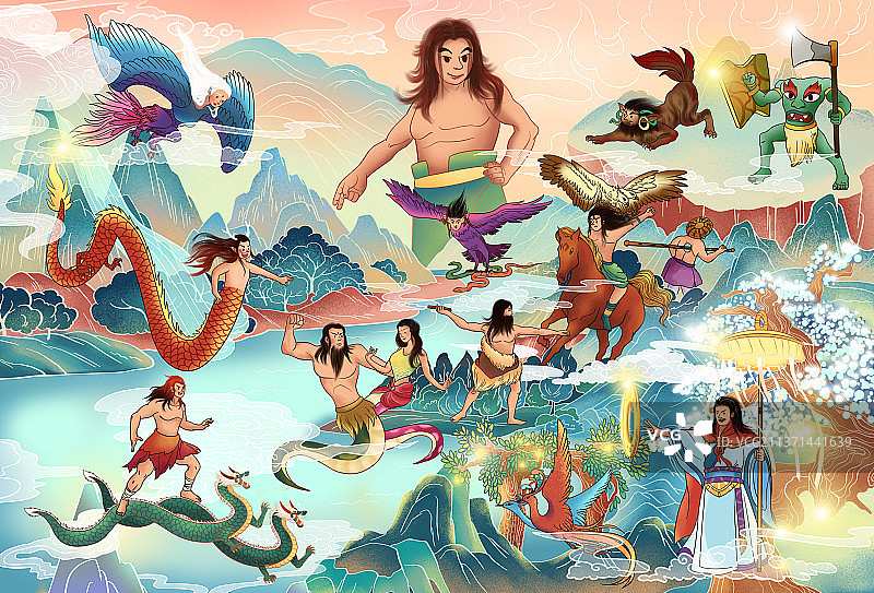 山海经神话故事海外经图片素材