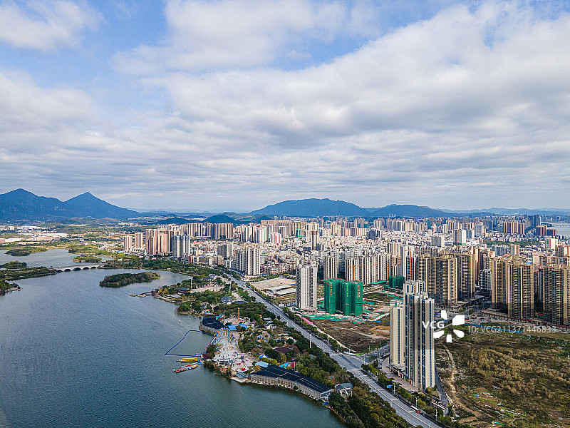 中国广东省清远市飞来湖湿地公园航拍图片素材