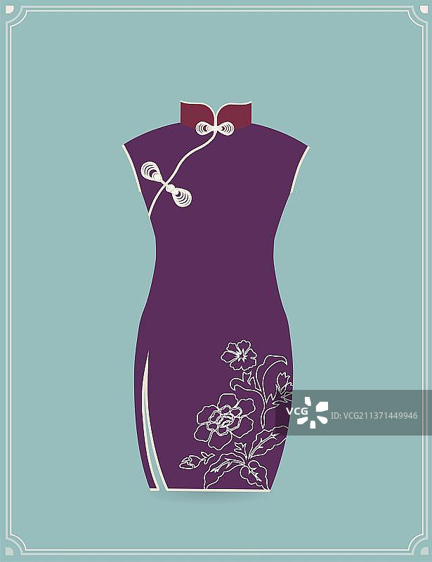 中国传统服饰多彩花色旗袍矢量素材图片素材