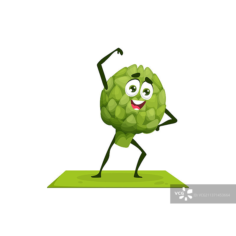 朝鲜蓟卡通人物健身瑜伽运动图片素材