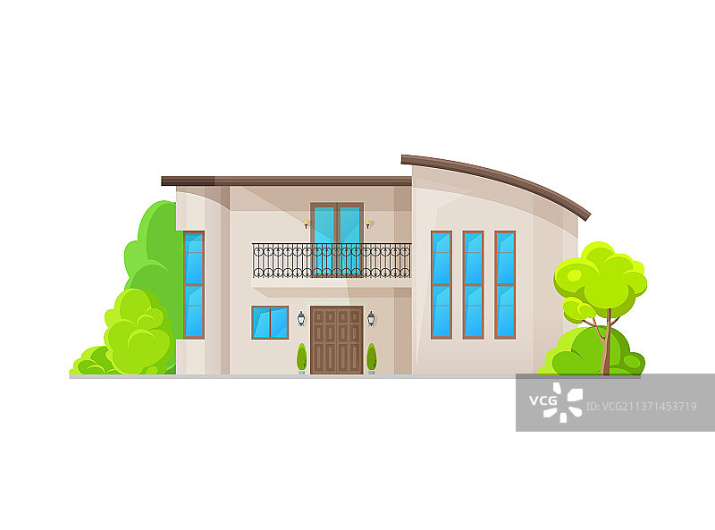 现代两层楼房外观图片素材