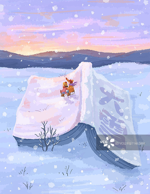 创意书籍节气插画大雪图片素材