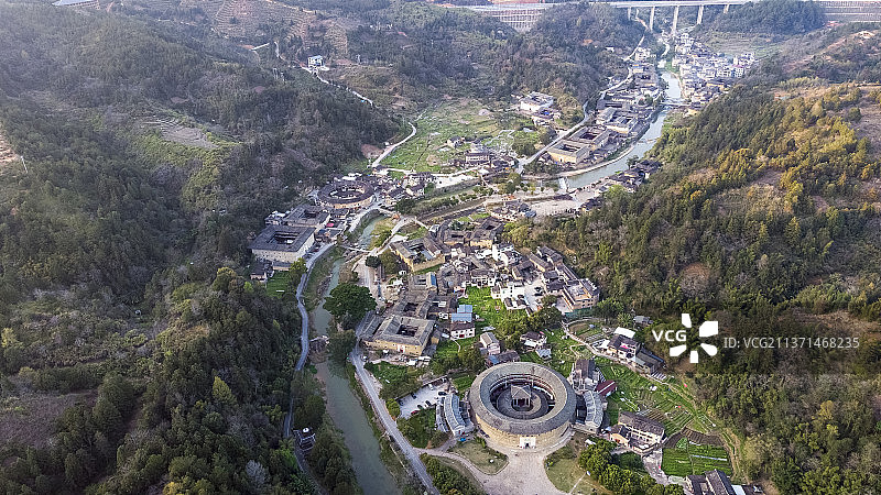 福建省,龙岩市,永定,客家土楼民俗文化村图片素材