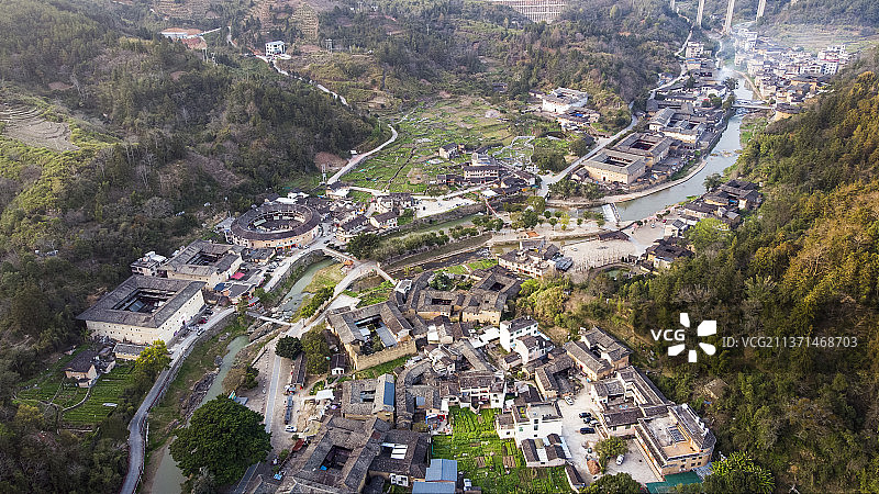 福建省,龙岩市,永定,客家土楼民俗文化村图片素材