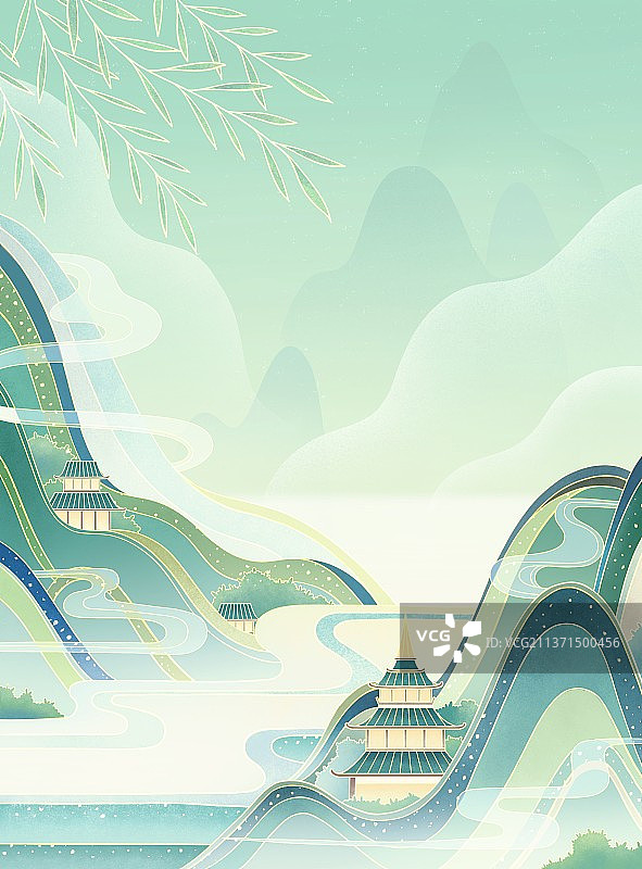 中国风秀丽山河-大地回春图片素材