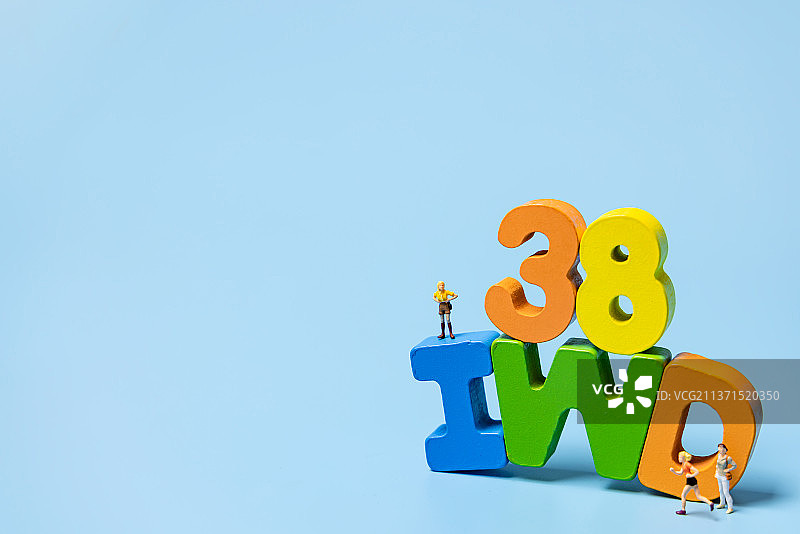 微缩创意彩色英文数字积木国际妇女节38节符号标志图片素材