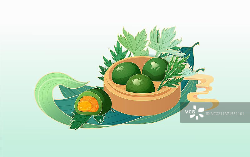 传统食物青团插画图片素材