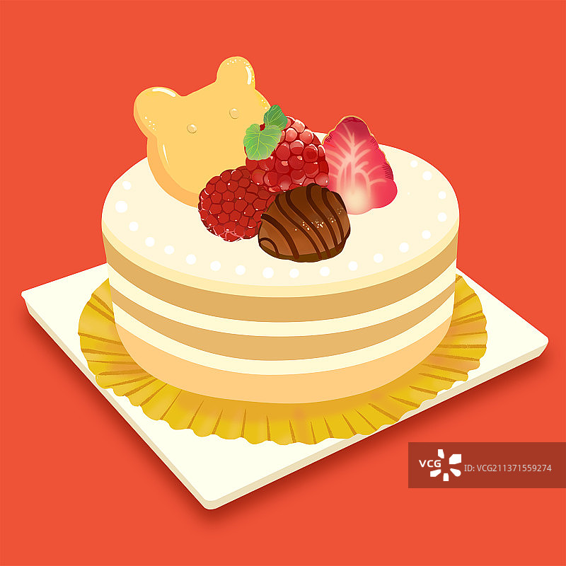 简约卡通水果甜点蛋糕插画元素图片素材