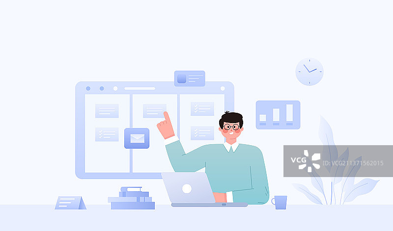 一个男性职员在工作图片素材