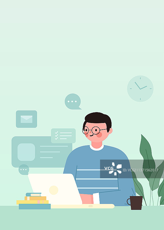 一个男性职员在工作图片素材