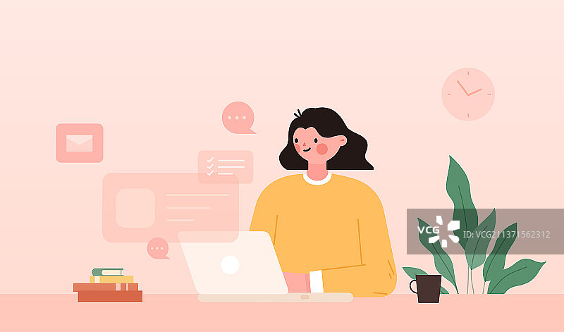 一个女性职员在工作图片素材