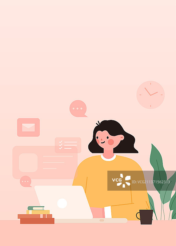 一个女性职员在工作图片素材