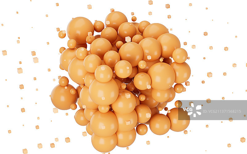 抽象的的球体与立方体背景3D渲染图片素材