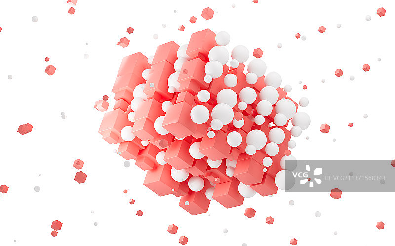 创意立方体与球体背景3D渲染图片素材