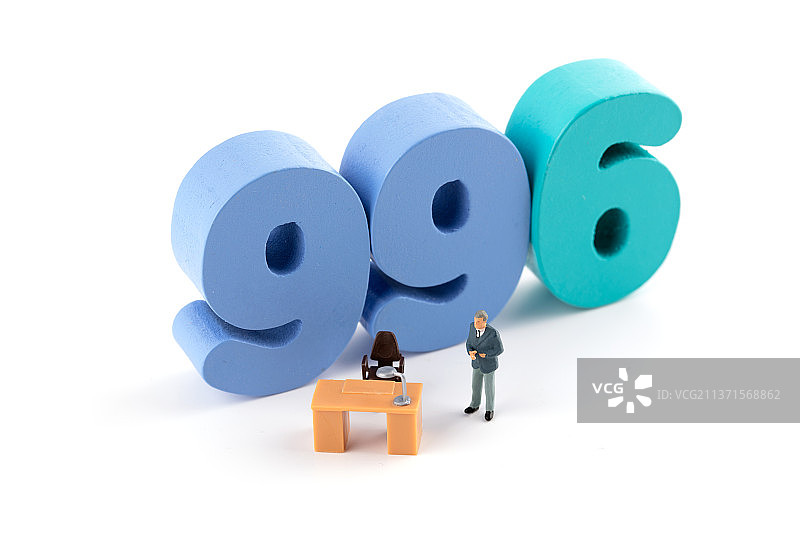 微缩创意对996工作状态的思考图片素材