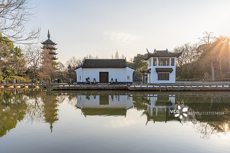 常州市红梅公园文笔塔风光图片素材