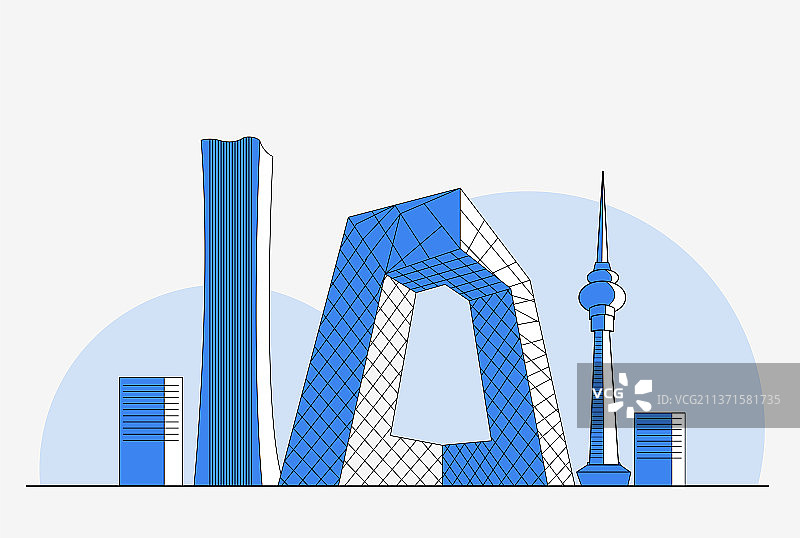 北京扁平建筑插画图片素材