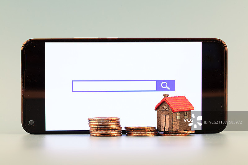 手机、搜索引擎和房屋模型图片素材