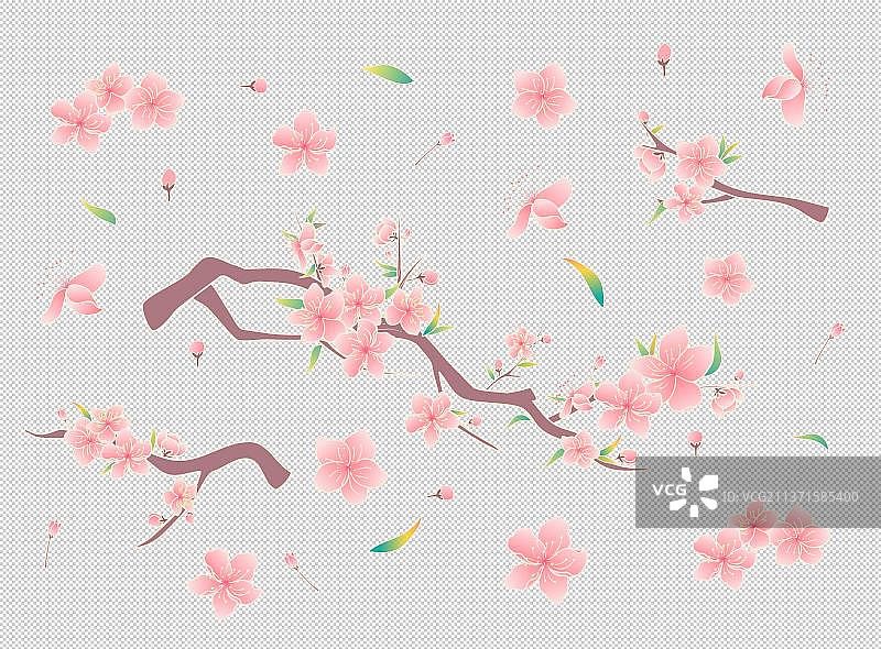 桃花平铺元素图片素材
