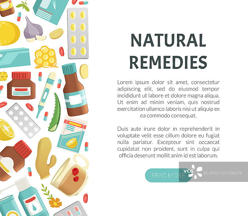 含药丸和药物的感冒和流感治疗图片素材