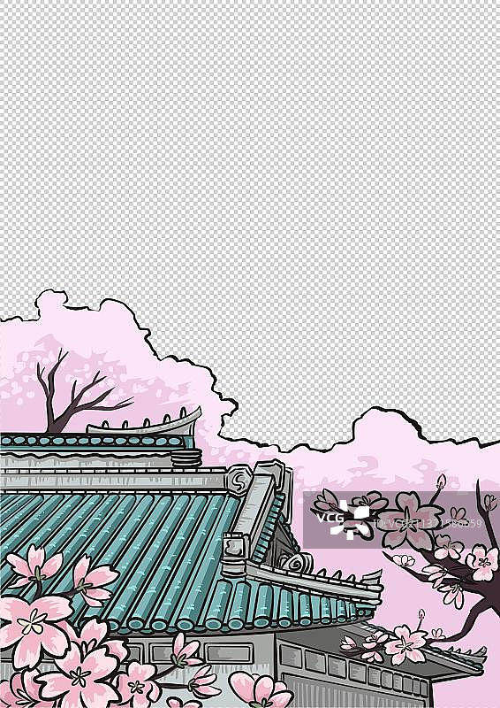樱花盛开插画元素图片素材