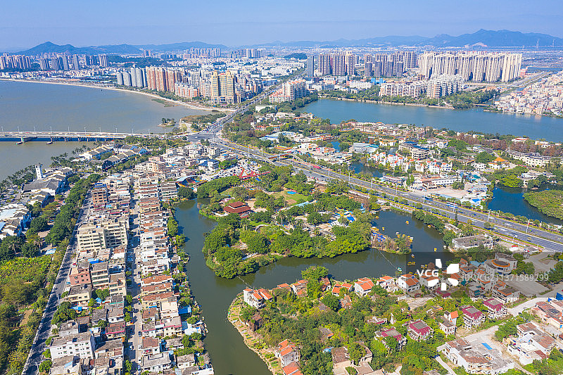 航拍斗门湖心路黄杨河图片素材