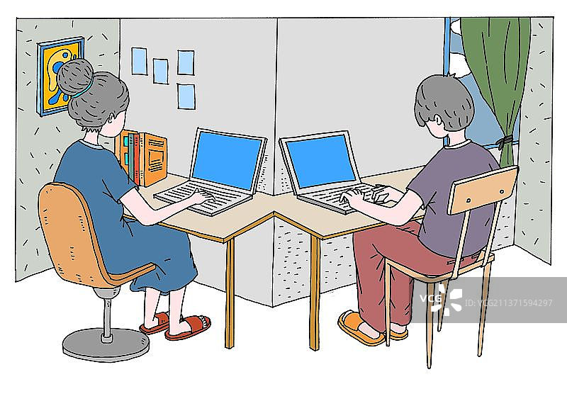 插画：居家办公图片素材