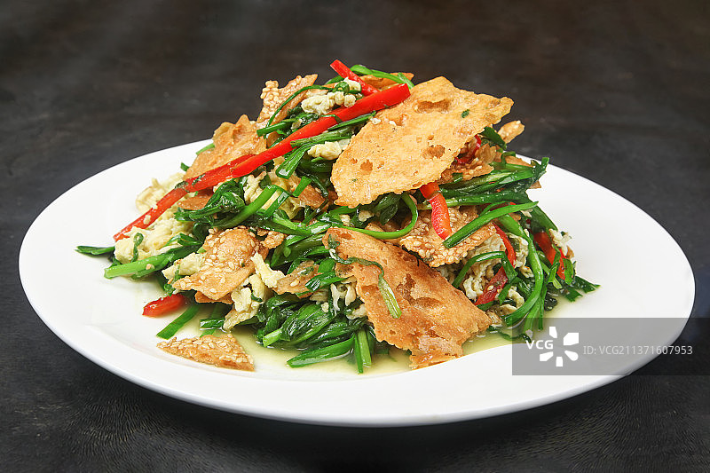 中餐美食-韭菜鸡蛋炒烧饼图片素材