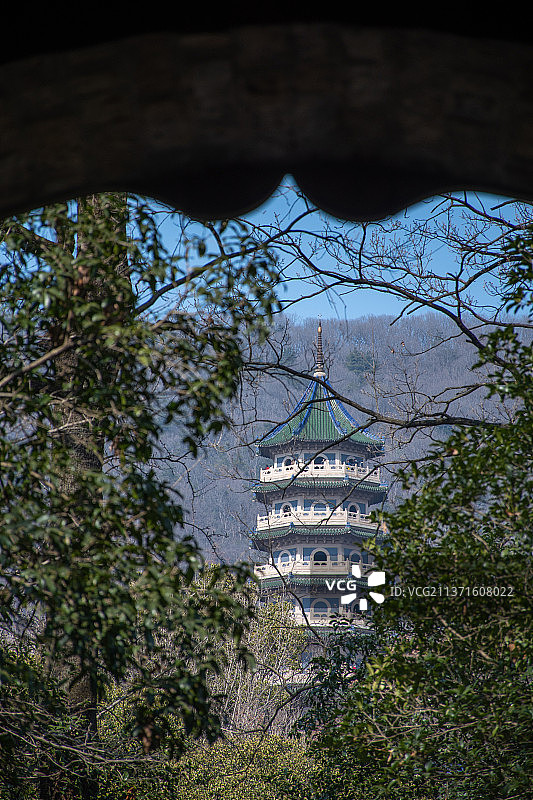 南京灵谷寺和灵谷塔图片素材