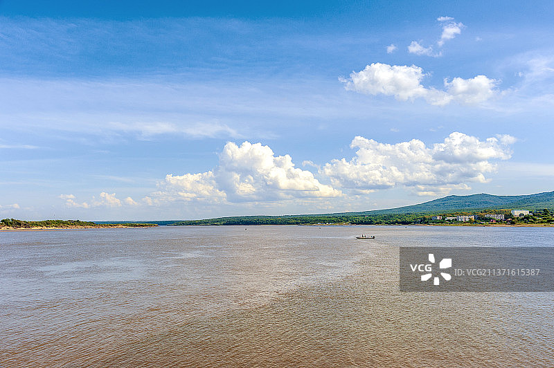 中国黑龙江佳木斯抚远两江通江口图片素材