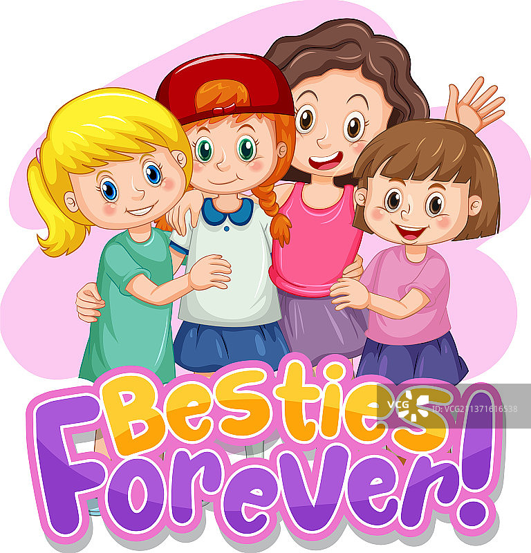 与可爱女孩的Besties Forever排版标志图片素材