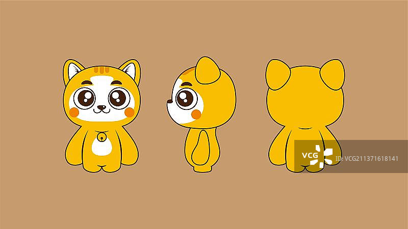 小橘猫形象三视图图片素材